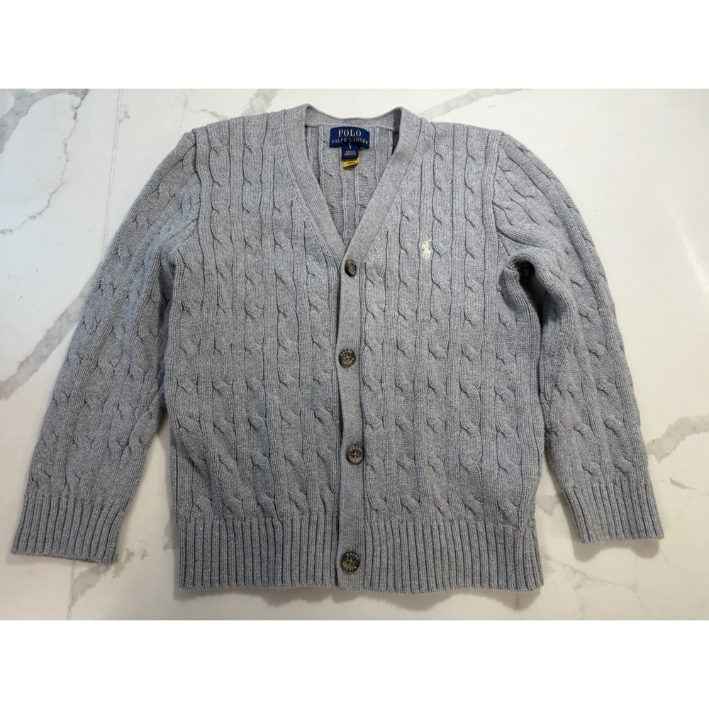 Polo Ralph Lauren Chunky Cable Knit Cardigan Girls Sz 7 Thick Timeless Preppy